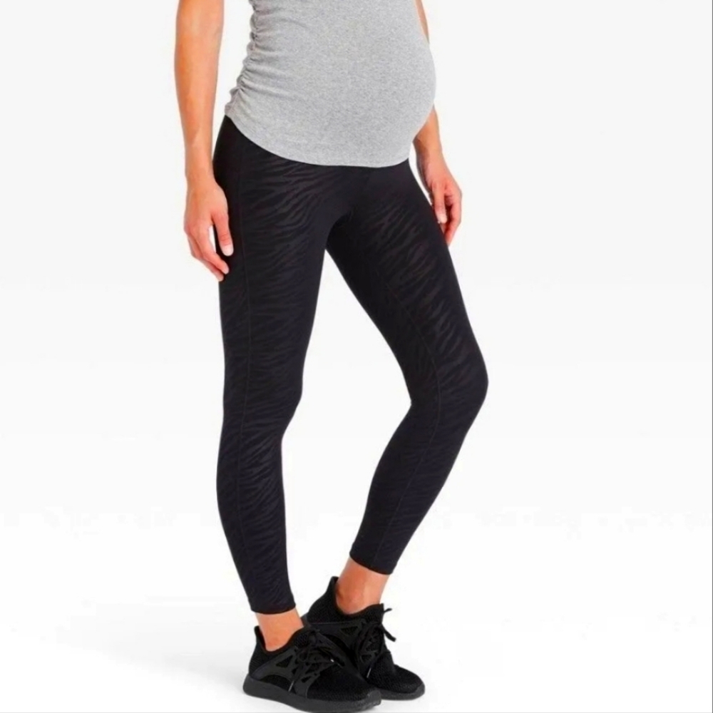 Isabel maternity black Zebra Active Leggings crossover Panel SZ S NWT‎ /xxl NWOT
